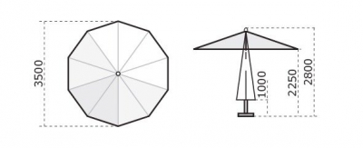 Зонт профессиональный Scolaro Napoli Standard алюминий, акрил антрацит, черный Фото 2