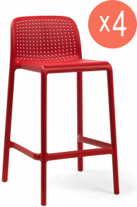 Комплект пластиковых полубарных стульев Nardi Lido Mini Set 4 стеклопластик красный Фото 1