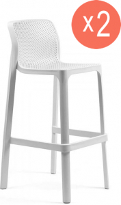 Комплект пластиковых барных стульев Nardi Net Stool Set 2 стеклопластик белый Фото 1