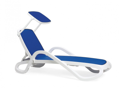 Комплект пластиковых лежаков Nardi Alfa Set 2 полипропилен, текстилен белый, синий Фото 11
