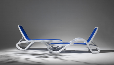 Комплект пластиковых лежаков Nardi Alfa Set 2 полипропилен, текстилен белый, синий Фото 8