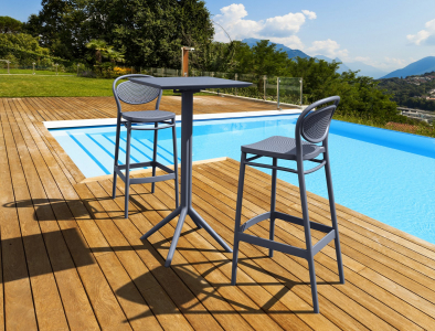 Комплект пластиковых барных складных столов Siesta Contract Sky Folding Bar Table 60 Set 2 сталь, пластик темно-серый Фото 17