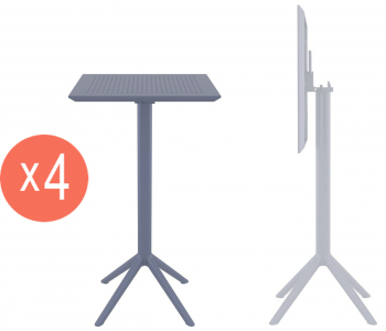 Комплект пластиковых барных складных столов Siesta Contract Sky Folding Bar Table 60 Set 4 сталь, пластик темно-серый Фото 1