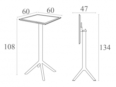 Комплект пластиковых барных складных столов Siesta Contract Sky Folding Bar Table 60 Set 4 сталь, пластик темно-серый Фото 2