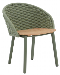 Кресло плетеное с подушкой Tagliamento Mallow алюминий, роуп, тик, акрил зеленый, натуральный Фото 4