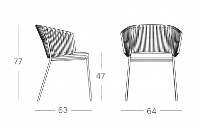 Кресло плетеное Scab Design Lisa Filo Nest сталь, роуп, акрил тортора, глиняный, белый Фото 2