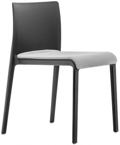 Стул пластиковый с мягким сиденьем PEDRALI Volt стеклопластик, полиэтилен, ткань черный, серый Фото 1