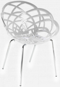 Кресло пластиковое PAPATYA Flora-ML сталь, поликарбонат хромированный, белый Фото 1