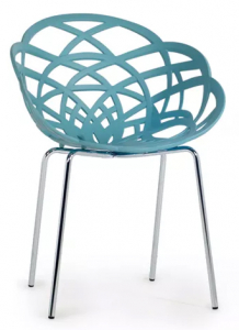 Кресло пластиковое PAPATYA Flora-ML сталь, поликарбонат хромированный, голубой матовый Фото 1