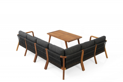 Комплект деревянной плетеной мебели GARDENIUS Idea ироко, роуп, ткань Фото 6