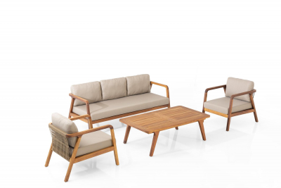 Комплект деревянной плетеной мебели Tagliamento Idea ироко, роуп, ткань Фото 4