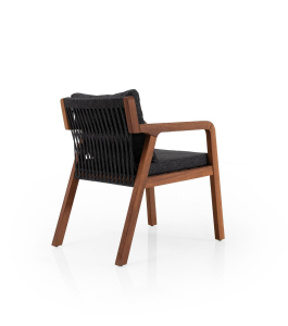 Кресло деревянное плетеное с подушками Tagliamento Idea ироко, роуп, ткань Фото 4