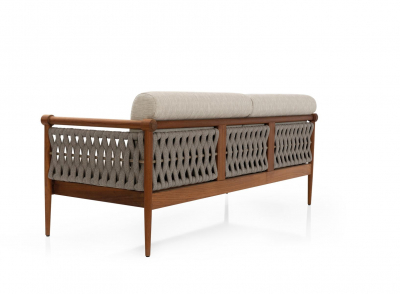 Комплект деревянной плетеной мебели Tagliamento Knob ироко, роуп, ткань Фото 17