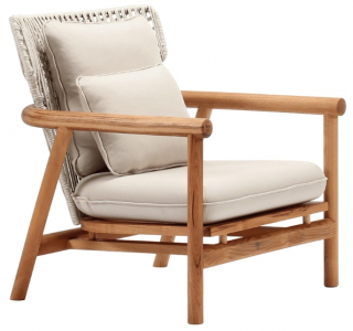 Кресло деревянное плетеное с подушками Tagliamento Leona каштан, искусственный ротанг, олефин Фото 1
