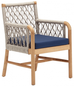 Кресло деревянное плетеное с подушкой Tagliamento Palma каштан, искусственный ротанг, олефин Фото 1