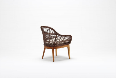 Кресло деревянное плетеное с подушкой Tagliamento Rosemary каштан, искусственный ротанг, олефин Фото 6