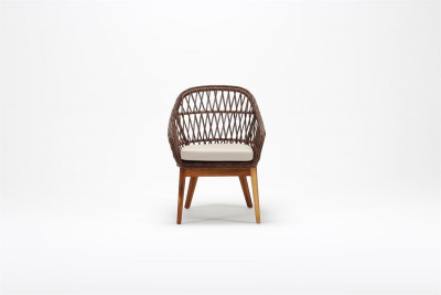 Кресло деревянное плетеное с подушкой Tagliamento Rosemary каштан, искусственный ротанг, олефин Фото 7