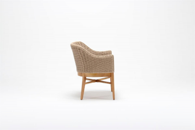 Кресло деревянное плетеное с подушкой Tagliamento Fungo каштан, искусственный ротанг, олефин Фото 5