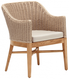 Кресло деревянное плетеное с подушкой Tagliamento Fungo каштан, искусственный ротанг, олефин Фото 1