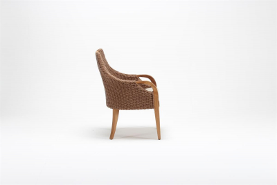 Кресло деревянное плетеное с подушкой Tagliamento Candy каштан, искусственный ротанг, олефин Фото 4