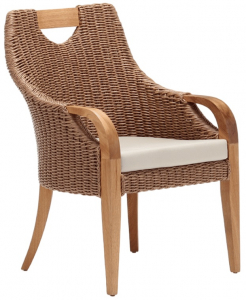 Кресло деревянное плетеное с подушкой Tagliamento Candy каштан, искусственный ротанг, олефин Фото 1