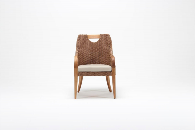 Кресло деревянное плетеное с подушкой Tagliamento Candy каштан, искусственный ротанг, олефин Фото 5