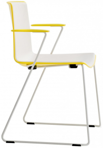 Кресло пластиковое на полозьях PEDRALI Tweet сталь, стеклопластик белый, желтый Фото 1