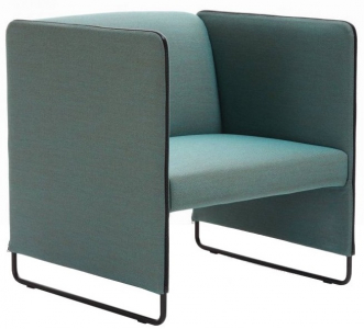 Кресло мягкое PEDRALI Zippo сталь, фанера, ткань черный, голубой Фото 1