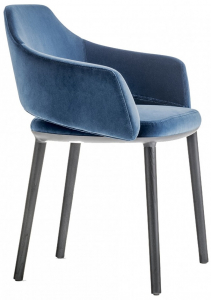 Кресло с обивкой PEDRALI Vic ясень, ткань черный ясень, темно-синий Фото 1