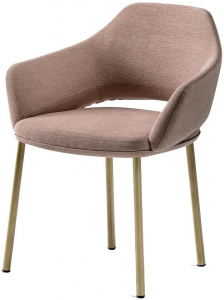 Кресло с обивкой PEDRALI Vic сталь, ткань античная латунь, розовый Фото 1
