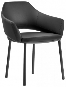 Кресло с обивкой PEDRALI Vic сталь, искусственная кожа черный Фото 1