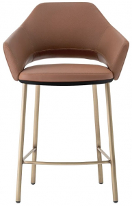 Кресло полубарное с обивкой PEDRALI Vic Metal сталь, кожа античная латунь, коричневый Фото 1