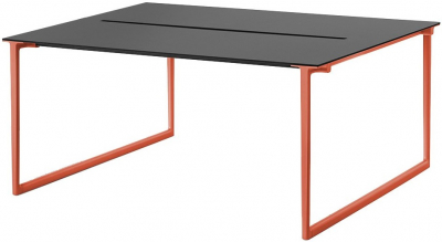 Стол с каналом для протяжки проводов PEDRALI Toa Workstation алюминий, компакт-ламинат HPL оранжевый, черный Фото 1
