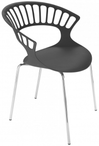 Кресло пластиковое PAPATYA Tiara сталь, стеклопластик черный Фото 1