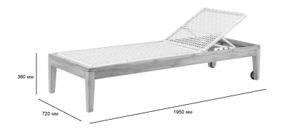Шезлонг-лежак деревянный плетеный RosaDesign Dakota тик, алюминий, роуп натуральный, пустынный микс Фото 2