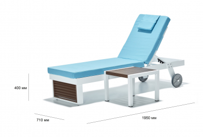 Шезлонг-лежак металлический с матрасом Tagliamento Alezia алюминий, ироко, олефин Фото 2