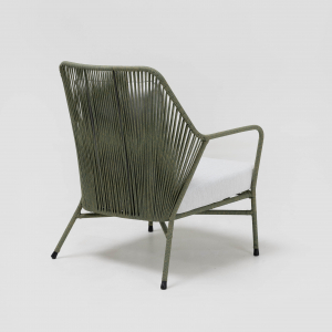 Кресло плетеное с подушками RosaDesign Amalfi алюминий, роуп, олефин пустынный микс, белый Фото 4