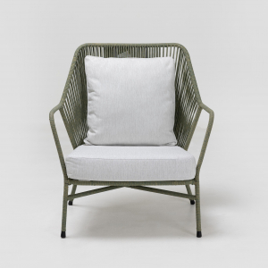 Кресло плетеное с подушками RosaDesign Amalfi алюминий, роуп, олефин пустынный микс, белый Фото 5