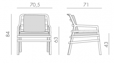 Кресло пластиковое с подушками Nardi Aria стеклопластик, акрил белый, серый Фото 2