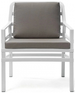 Кресло пластиковое с подушками Nardi Aria стеклопластик, Sunbrella белый, серый Sunbrella Фото 1