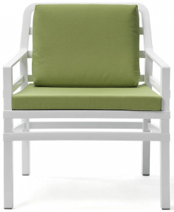 Кресло пластиковое с подушками Nardi Aria стеклопластик, акрил белый, лайм Фото 1