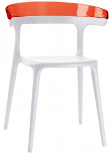Кресло пластиковое PAPATYA Luna стеклопластик, поликарбонат белый, красный Фото 1