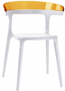 Кресло пластиковое PAPATYA Luna стеклопластик, поликарбонат белый, оранжевый Фото 1