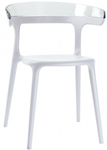 Кресло пластиковое PAPATYA Luna стеклопластик, поликарбонат белый, прозрачный Фото 1