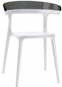 Кресло пластиковое PAPATYA Luna стеклопластик, поликарбонат белый, дымчатый Фото 1