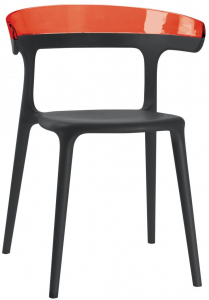 Кресло пластиковое PAPATYA Luna стеклопластик, поликарбонат черный, красный Фото 1