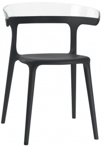 Кресло пластиковое PAPATYA Luna стеклопластик, поликарбонат черный, прозрачный Фото 1