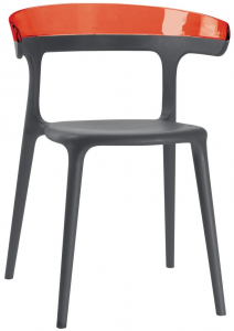 Кресло пластиковое PAPATYA Luna стеклопластик, поликарбонат антрацит, красный Фото 1