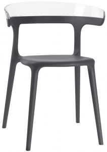 Кресло пластиковое PAPATYA Luna стеклопластик, поликарбонат антрацит, прозрачный Фото 1