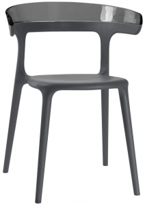 Кресло пластиковое PAPATYA Luna стеклопластик, поликарбонат антрацит, дымчатый Фото 1
